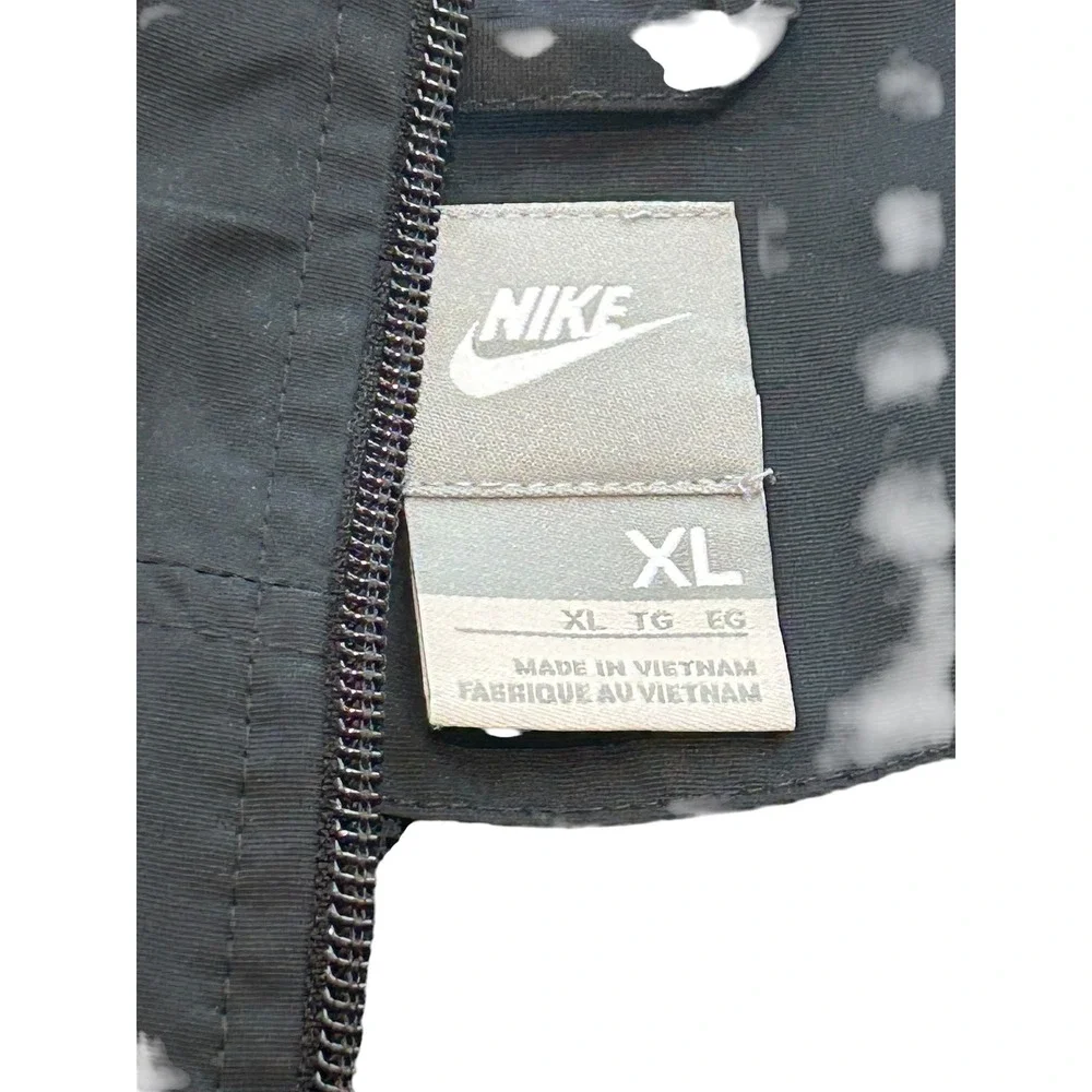 Nike Mens Windbreaker Jacket Black Red Stripe Full Zip Mesh Lined XL